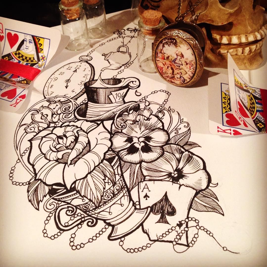 pix Alice In Wonderland Tattoo Sketches