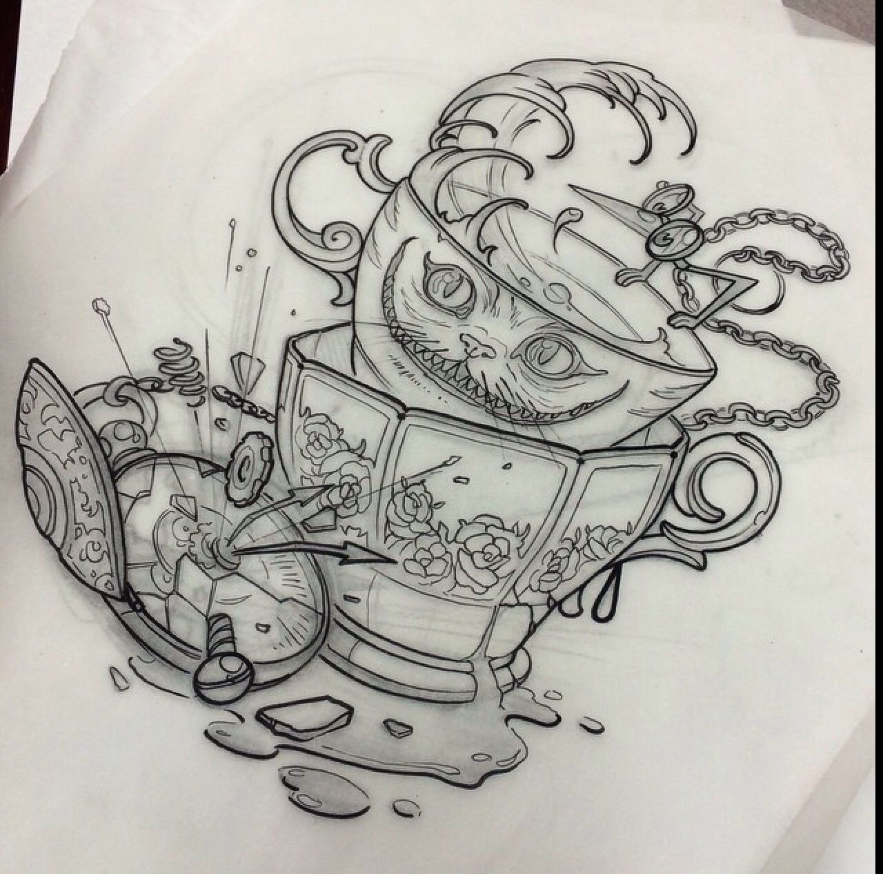 pix Alice In Wonderland Tattoo Sketches