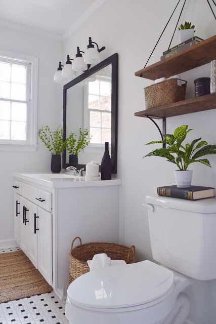 pics Black White And Natural Wood Bathroom