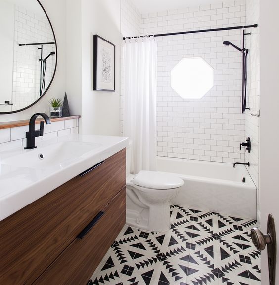 pics Black White And Wood Bathroom Ideas