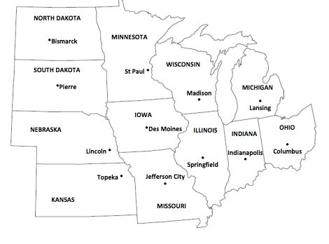 pix Blank Map Of The Midwest United States