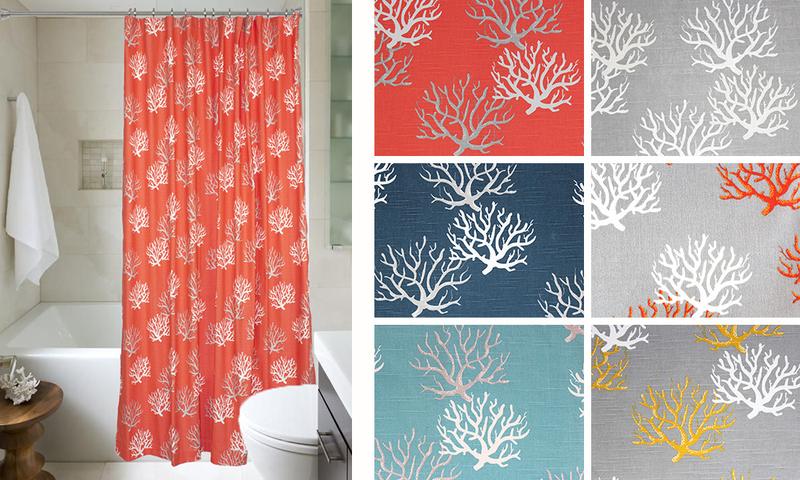 pix Coastal Coral Shower Curtain