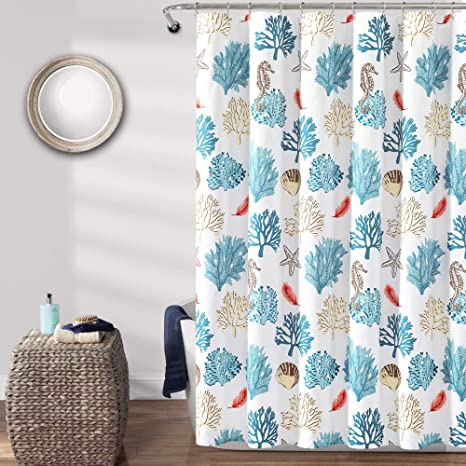 wallpapers Coastal Coral Shower Curtain