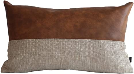 pix Cognac Leather Lumbar Pillow