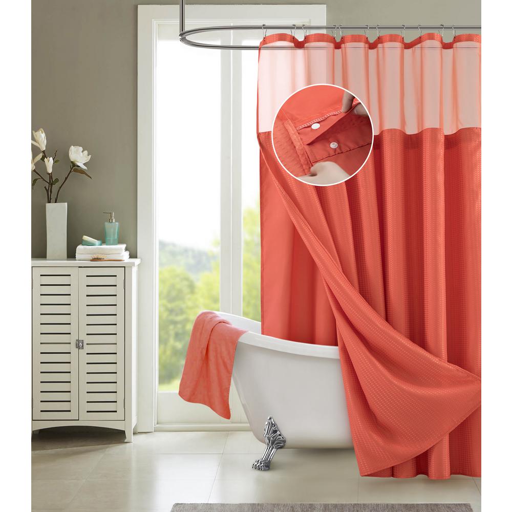 pix Coral Color Coral Shower Curtain