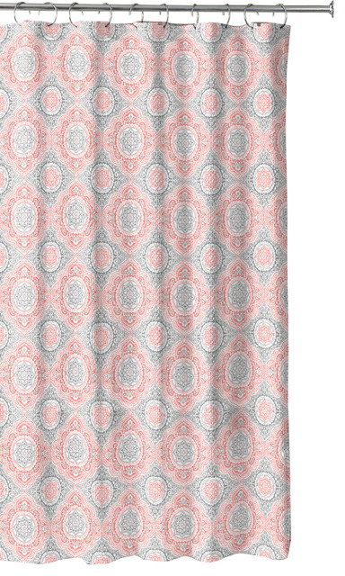 pic Grey And Coral Shower Curtain