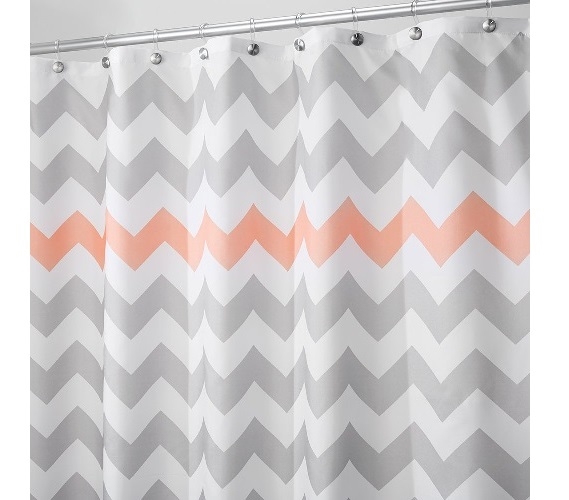 picture Grey And Coral Shower Curtain