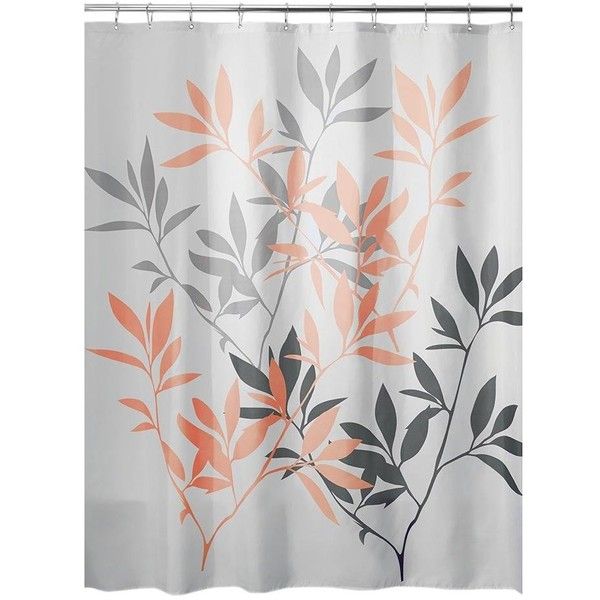 pic Grey And Coral Shower Curtain