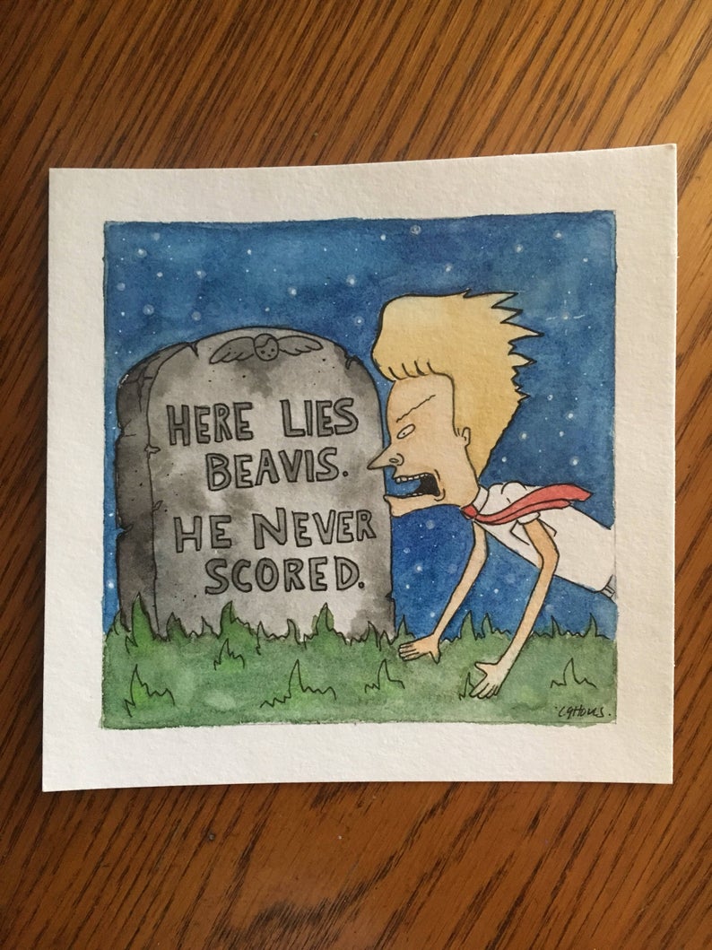 images Here Lies Beavis He Never Scored Shirt