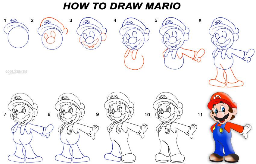 photo How To Draw Mario Characters Step By Step