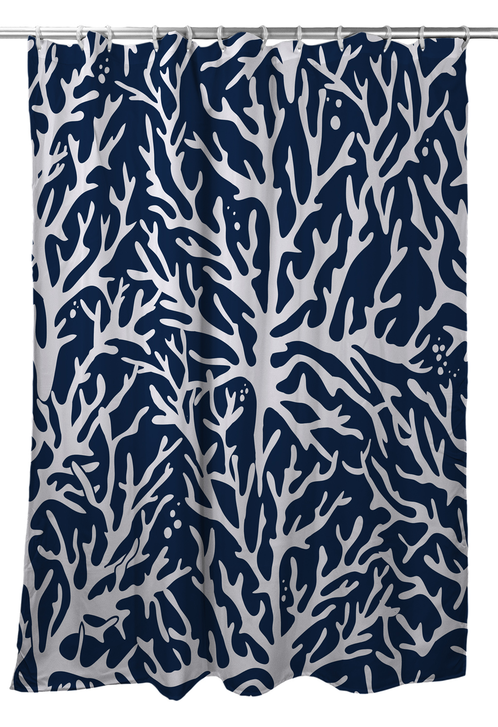 pix Navy And Coral Shower Curtain