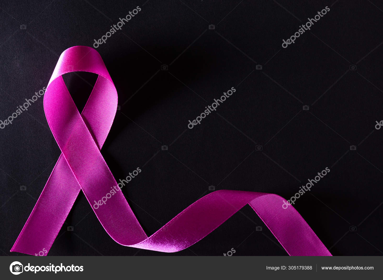 images Pink Breast Cancer Ribbon Black Background