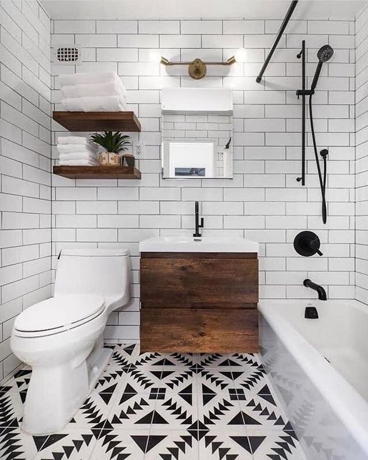 pix Pinterest Black White And Wood Bathroom