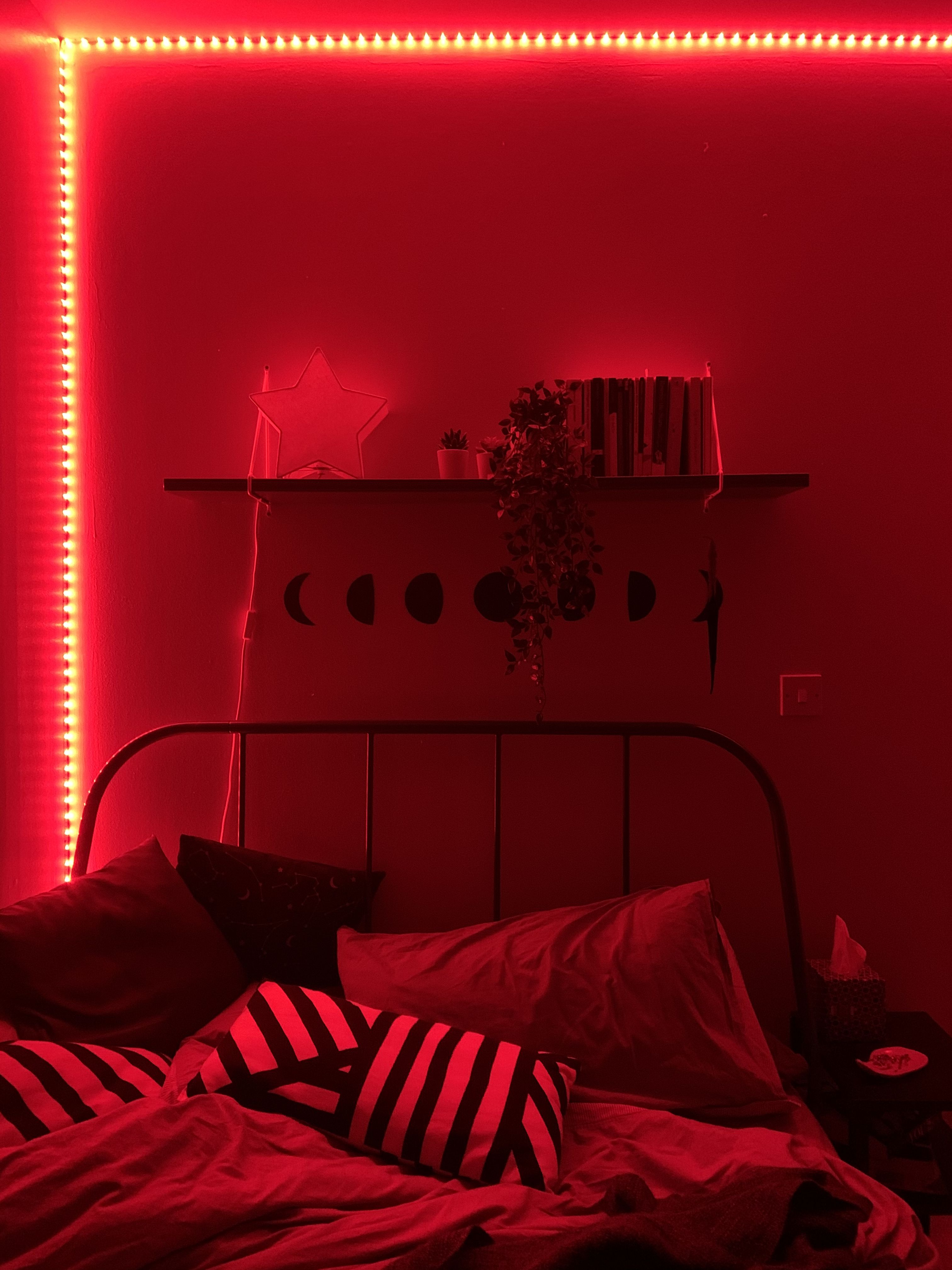 photo Red Led Lights On Wall