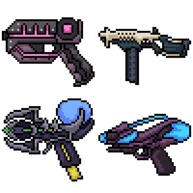 photo Sci Fi Pixel Art Gun