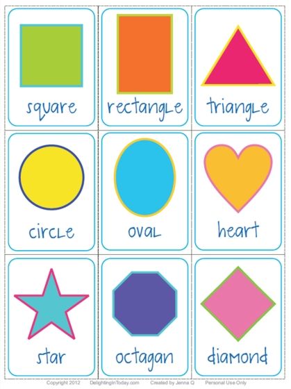 pic Shapes Flashcards For Kids