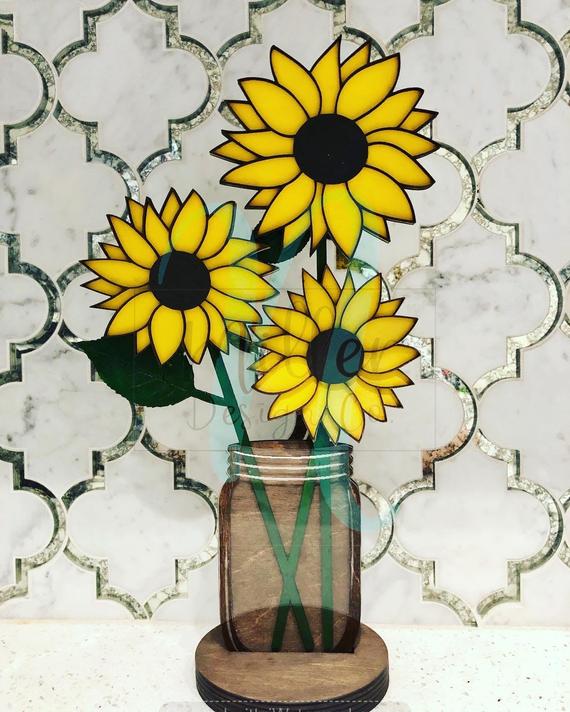 pix Sunflower Mason Jar Svg