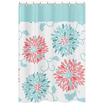 pic Teal Coral Shower Curtain